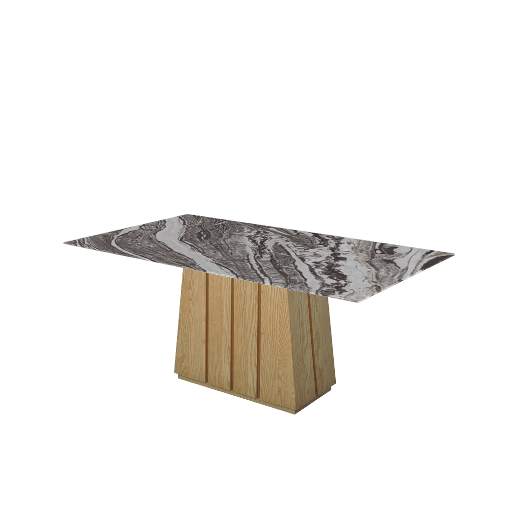 Mix & Match Rectangular Marble Dining Table with Cora Ash Wood Base (1.8m x 1.0m)