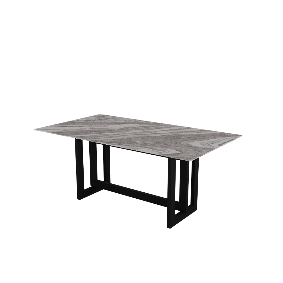 Minimalist Rectangular Marble Dining Table with Hector Black Metal Base (1.8m x 1.0m)