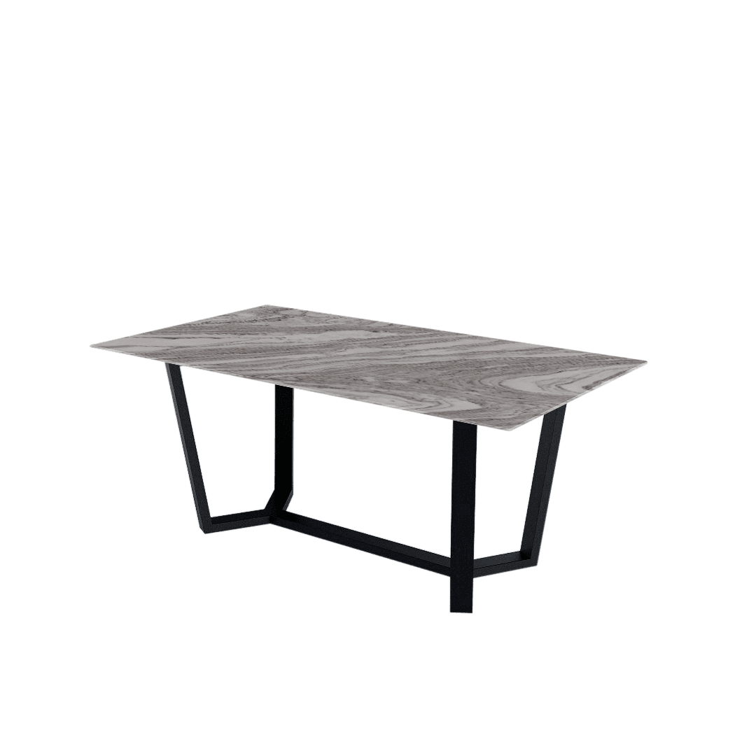 Mix & Match Rectangular Marble Dining Table with Harper Black Metal Base (1.8m x 1.0m)