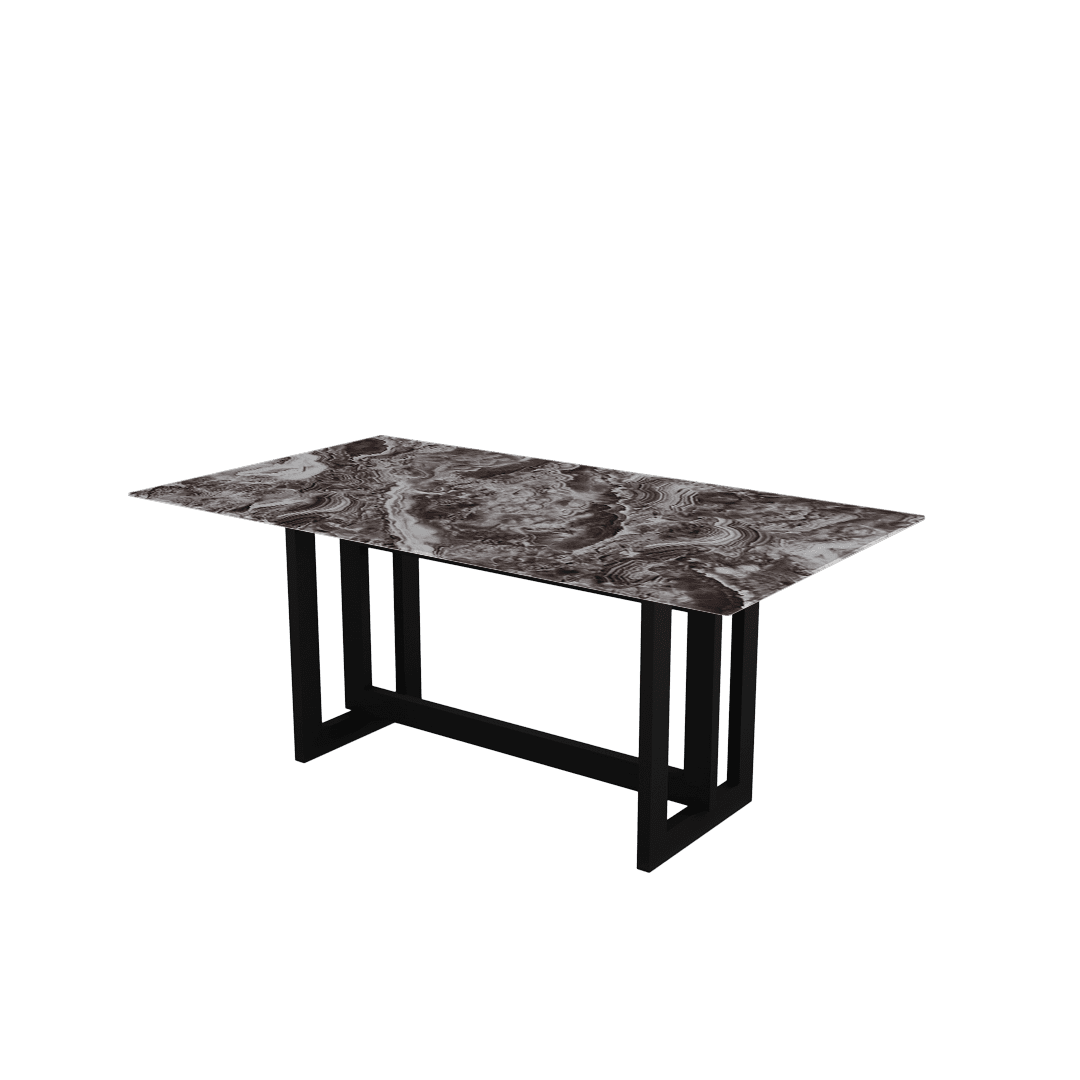 Minimalist Rectangular Marble Dining Table with Hector Black Metal Base (1.8m x 1.0m)