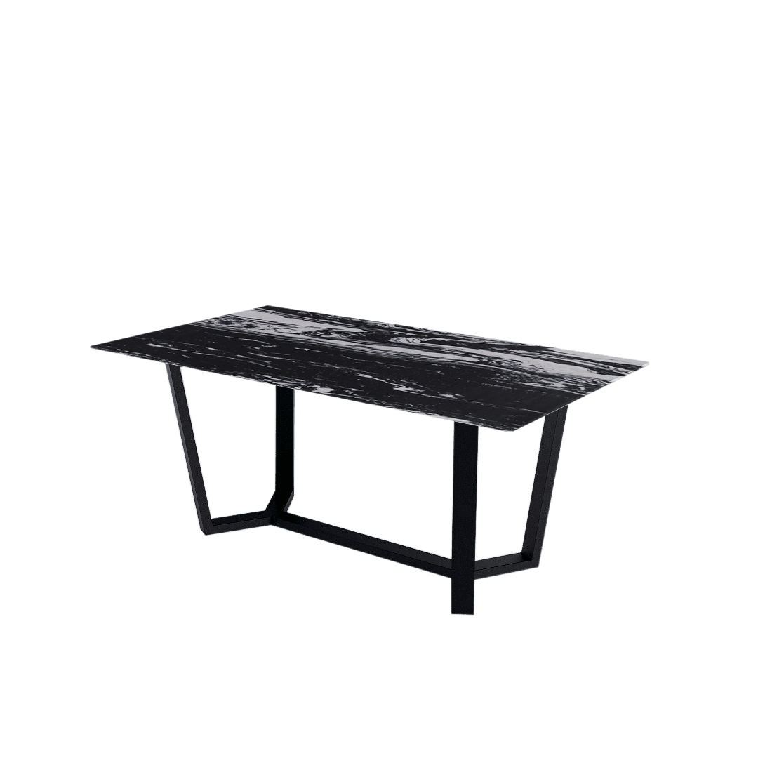 Mix & Match Rectangular Marble Dining Table with Harper Black Metal Base (1.8m x 1.0m)