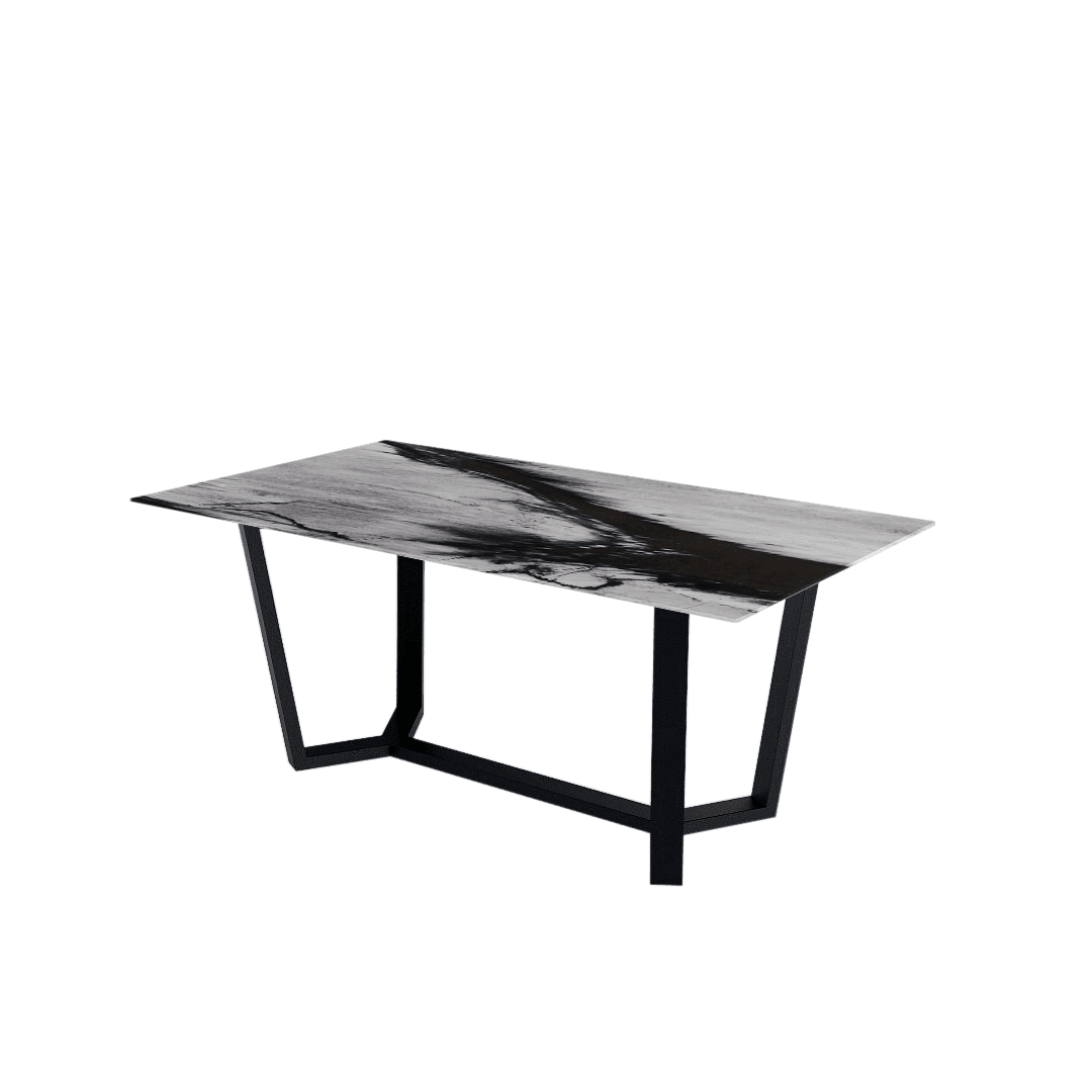 Mix & Match Rectangular Marble Dining Table with Harper Black Metal Base (1.8m x 1.0m)