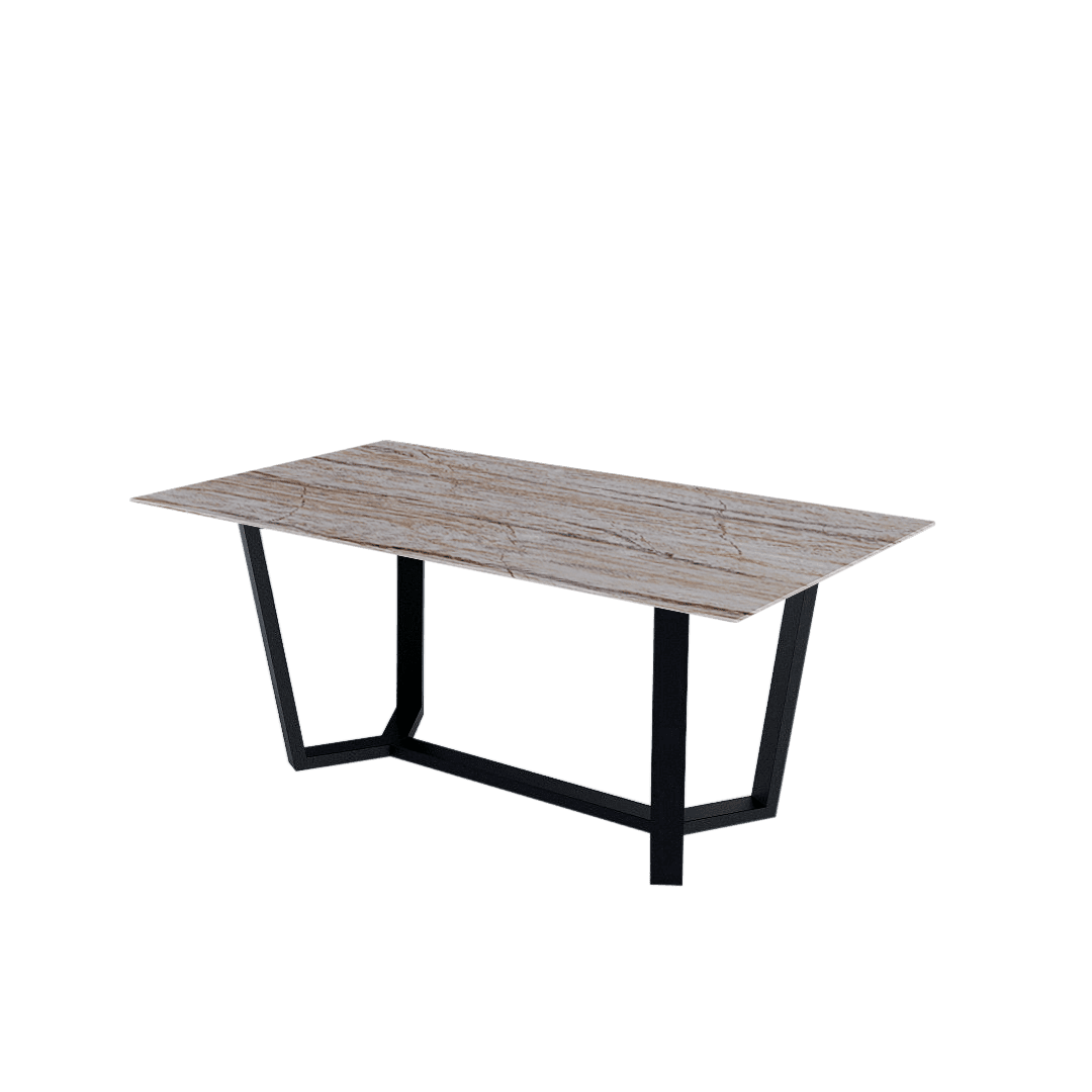 Mix & Match Rectangular Marble Dining Table with Harper Black Metal Base (1.8m x 1.0m)