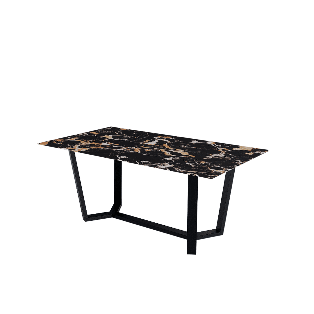 Mix & Match Rectangular Marble Dining Table with Harper Black Metal Base (1.8m x 1.0m)