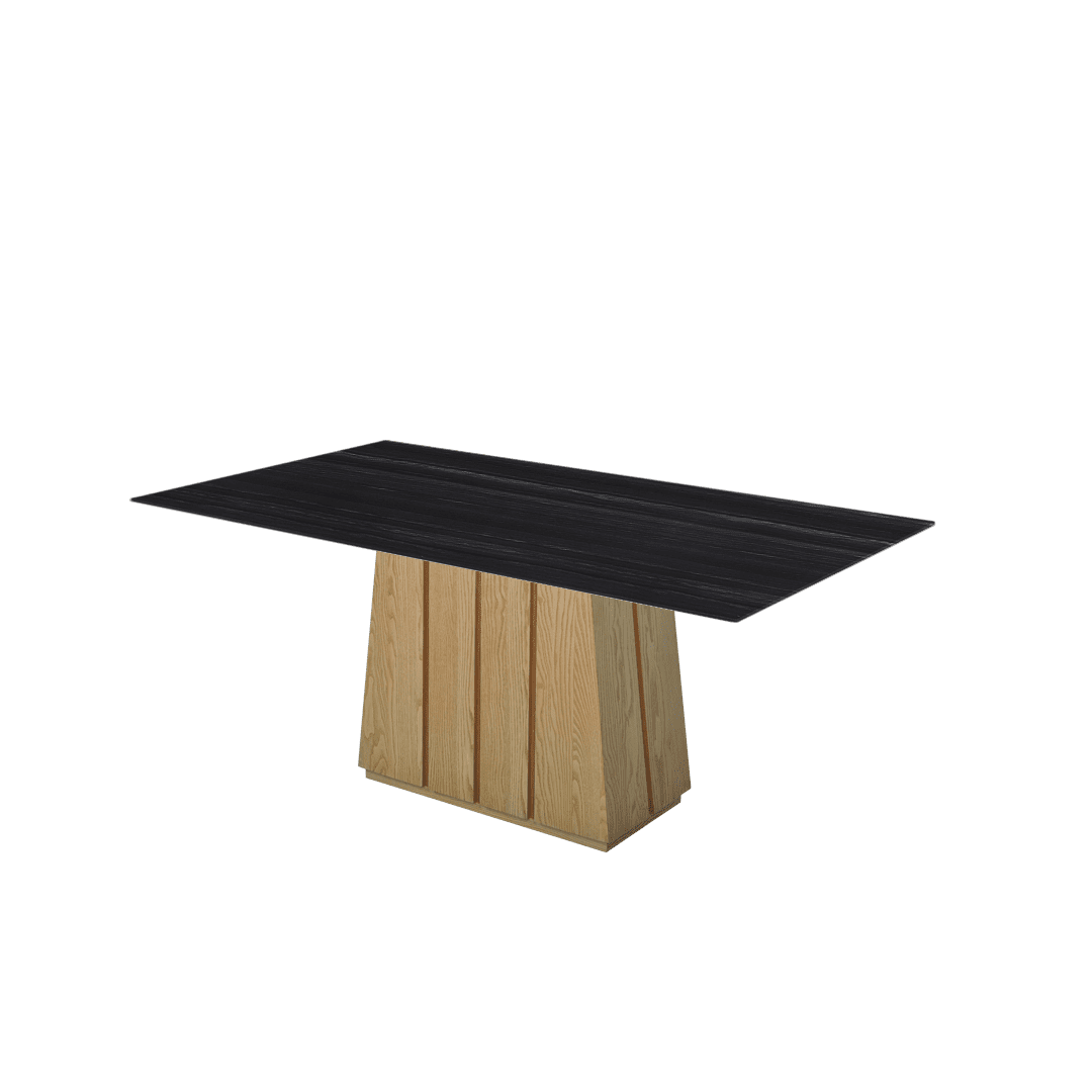 Mix & Match Rectangular Marble Dining Table with Cora Ash Wood Base (1.8m x 1.0m)