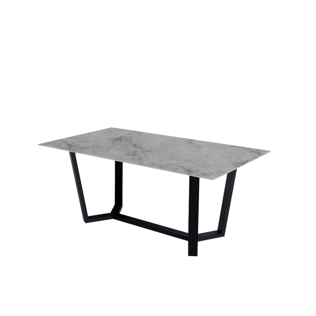 Mix & Match Rectangular Marble Dining Table with Harper Black Metal Base (1.8m x 1.0m)
