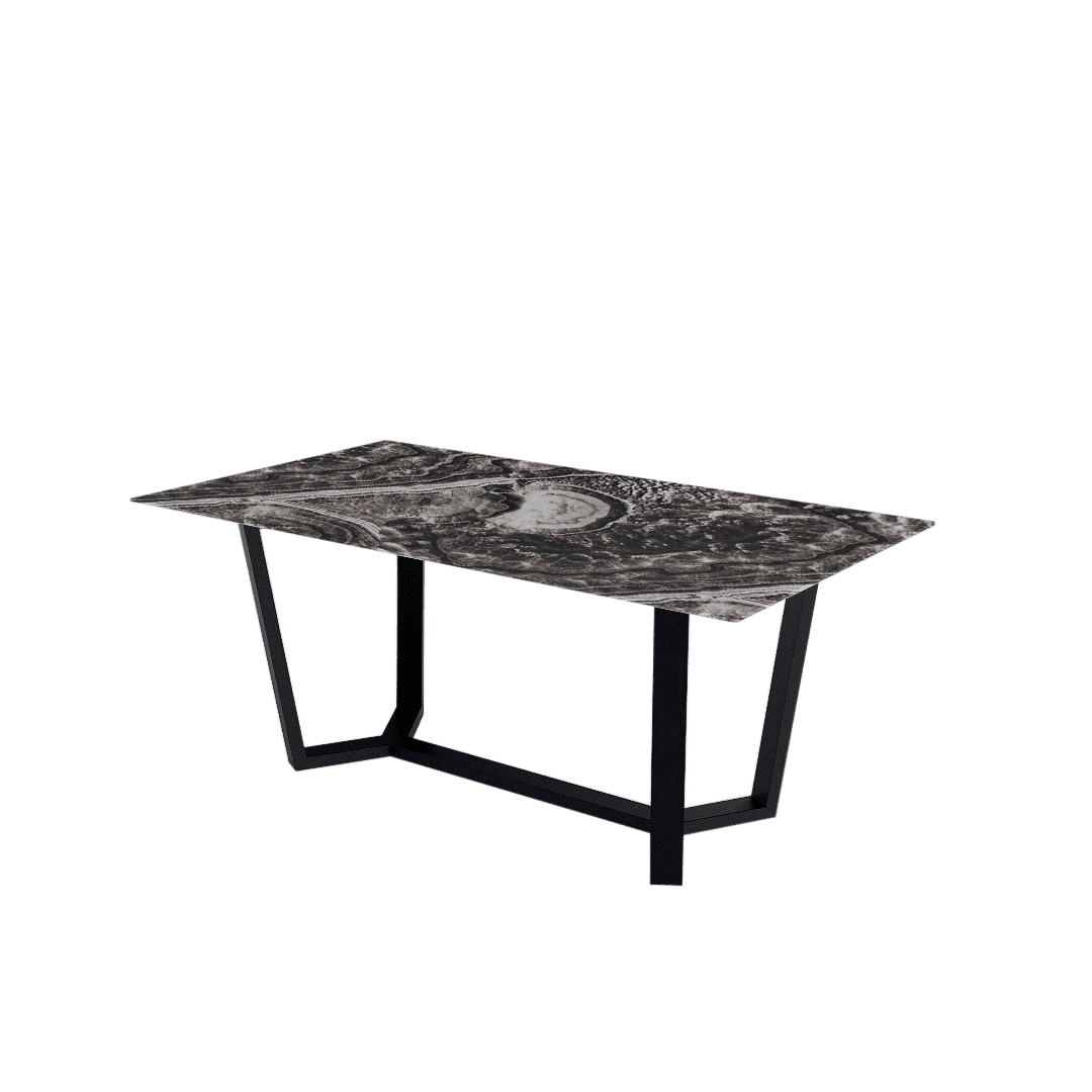 Mix & Match Rectangular Marble Dining Table with Harper Black Metal Base (1.8m x 1.0m)