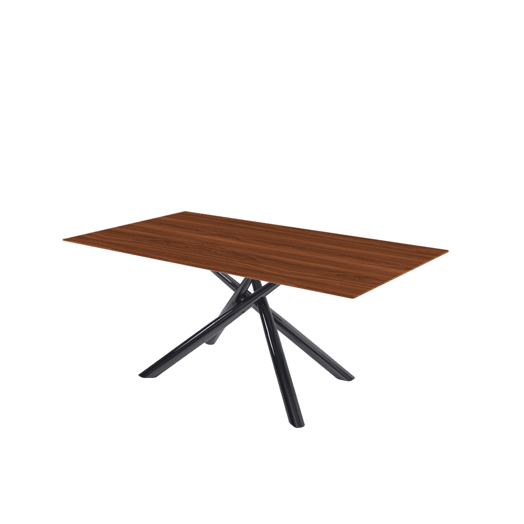 Modern Contemporary Rectangular Marble Dining Table with Xylia Black Glossy Metal Leg (1.8m x 1.0m)