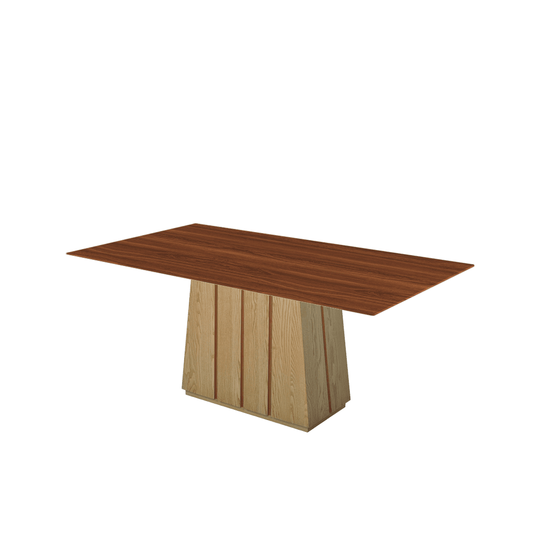 Mix & Match Rectangular Marble Dining Table with Cora Ash Wood Base (1.8m x 1.0m)