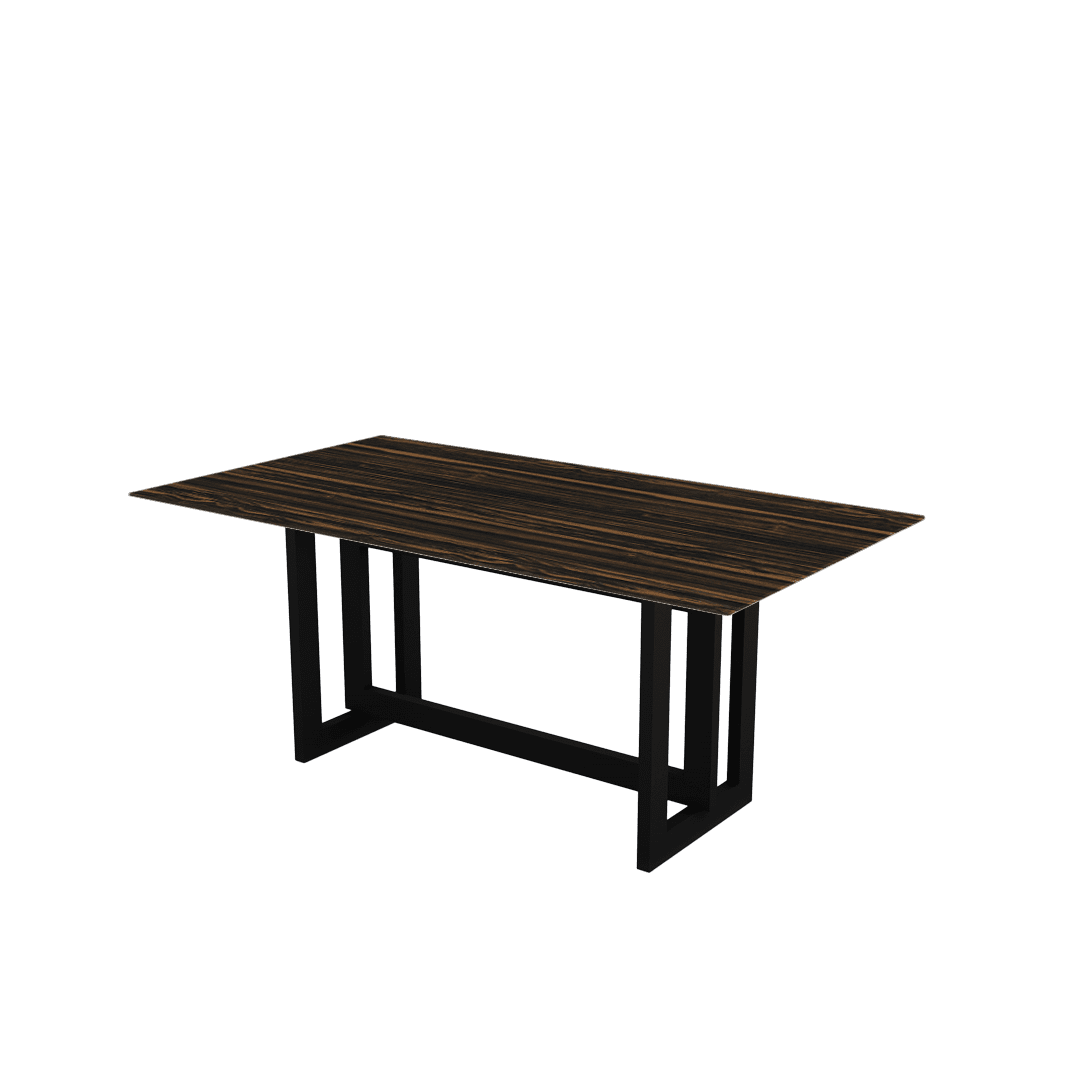 Minimalist Rectangular Marble Dining Table with Hector Black Metal Base (1.8m x 1.0m)