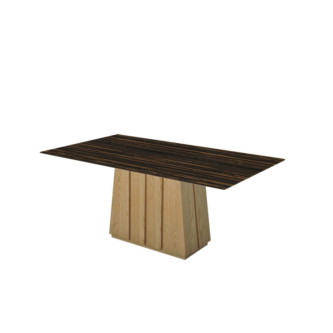 Mix & Match Rectangular Marble Dining Table with Cora Ash Wood Base (1.8m x 1.0m)