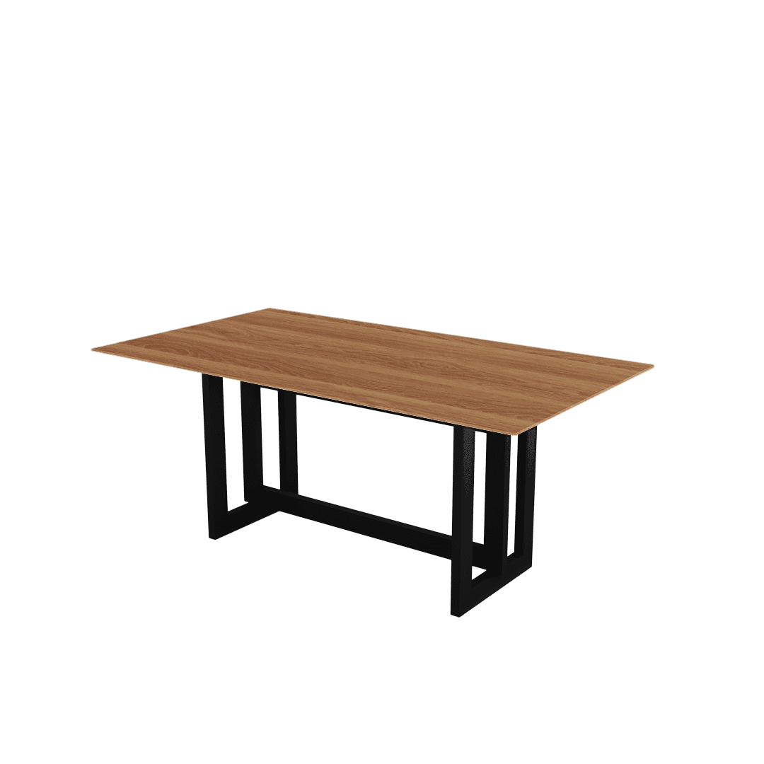 Minimalist Rectangular Marble Dining Table with Hector Black Metal Base (1.8m x 1.0m)