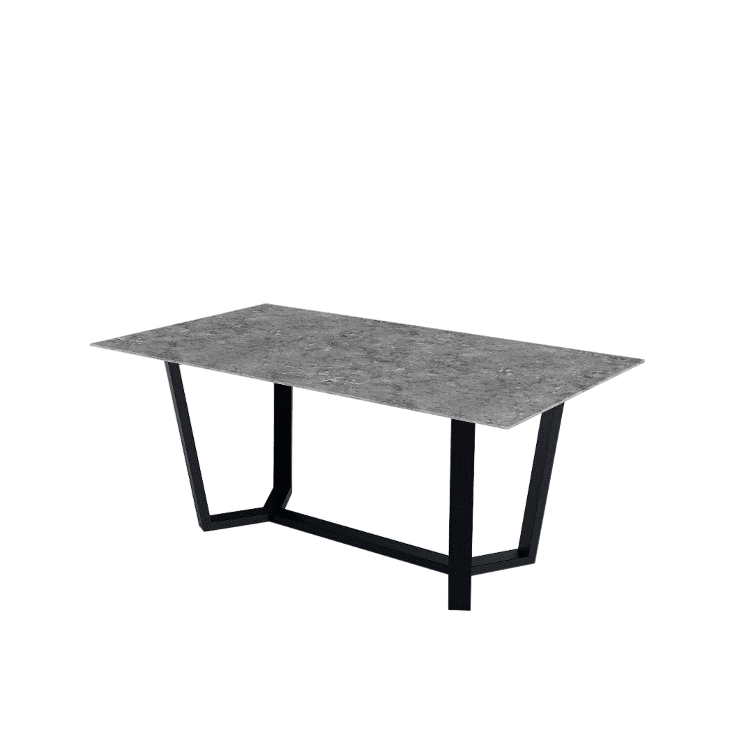 Mix & Match Rectangular Marble Dining Table with Harper Black Metal Base (1.8m x 1.0m)
