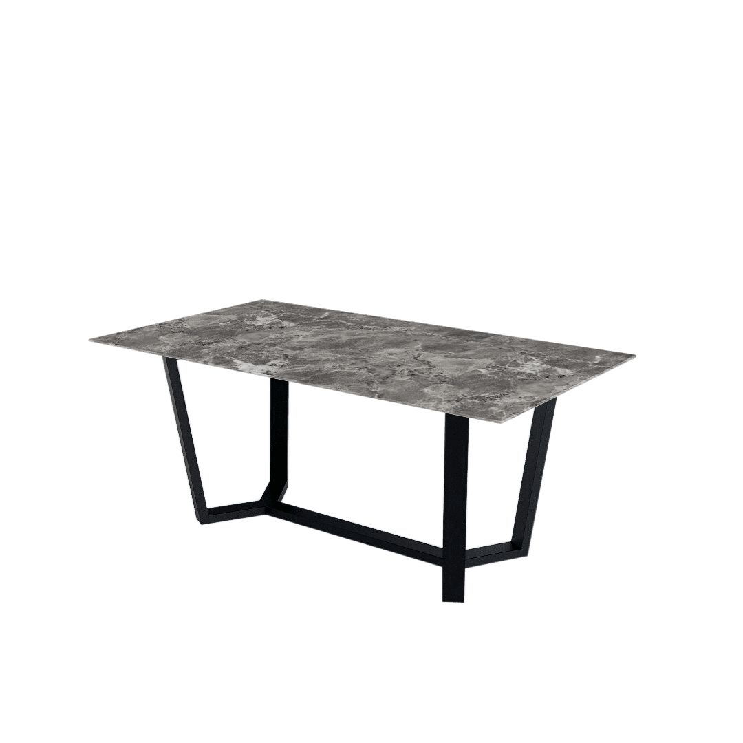 Mix & Match Rectangular Marble Dining Table with Harper Black Metal Base (1.8m x 1.0m)