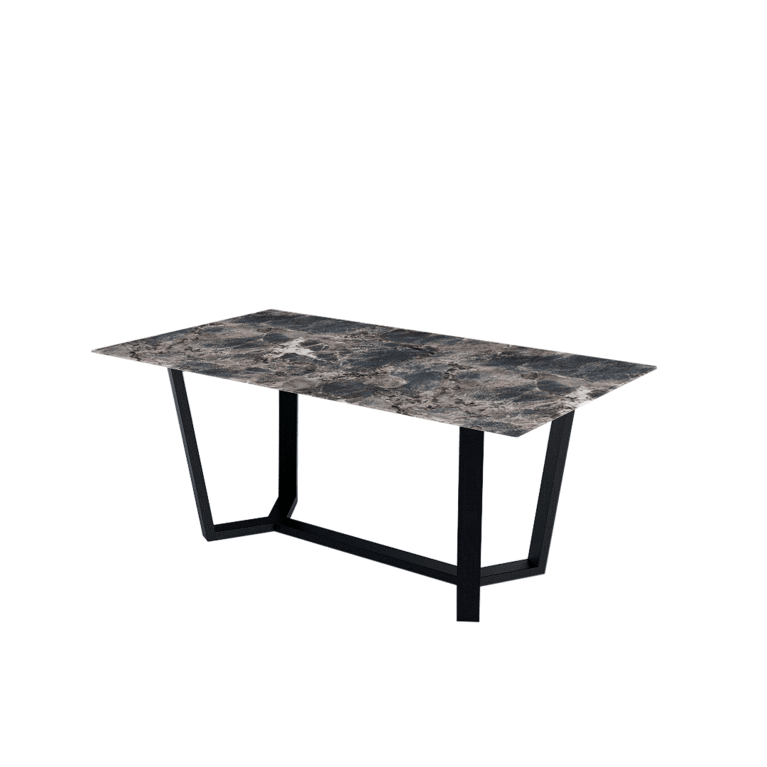 Mix & Match Rectangular Marble Dining Table with Harper Black Metal Base (1.8m x 1.0m)
