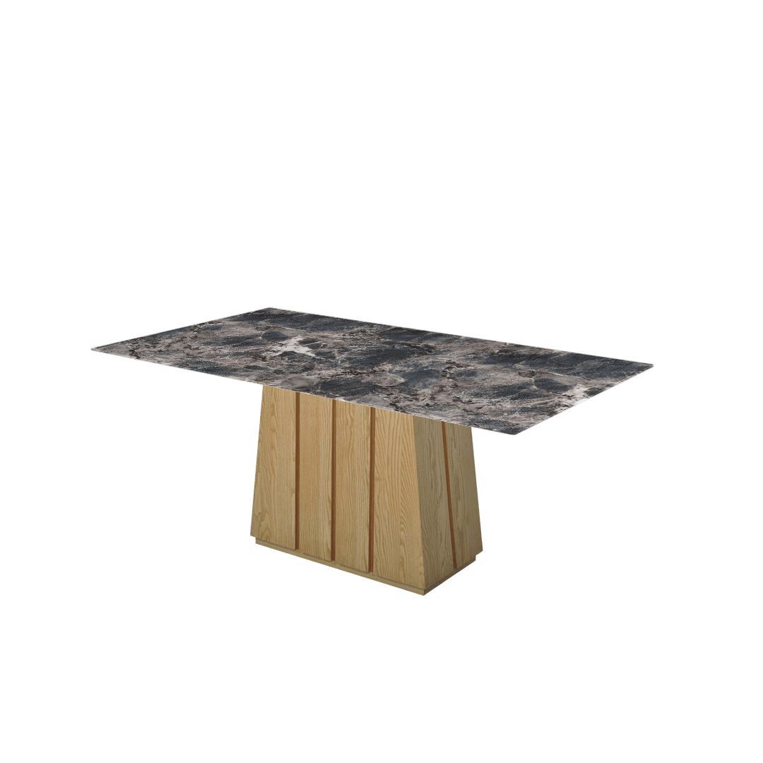 Mix & Match Rectangular Marble Dining Table with Cora Ash Wood Base (1.8m x 1.0m)