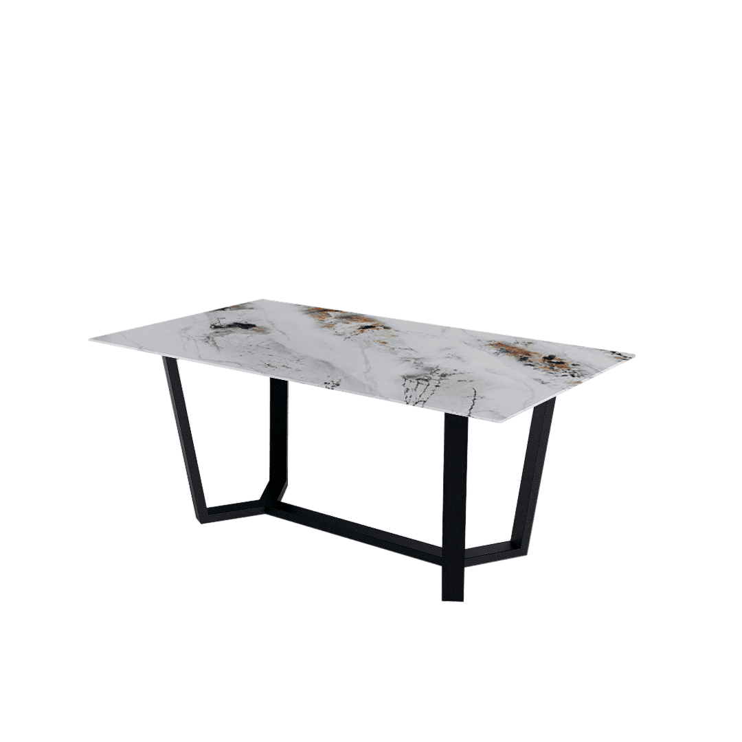Mix & Match Rectangular Marble Dining Table with Harper Black Metal Base (1.8m x 1.0m)