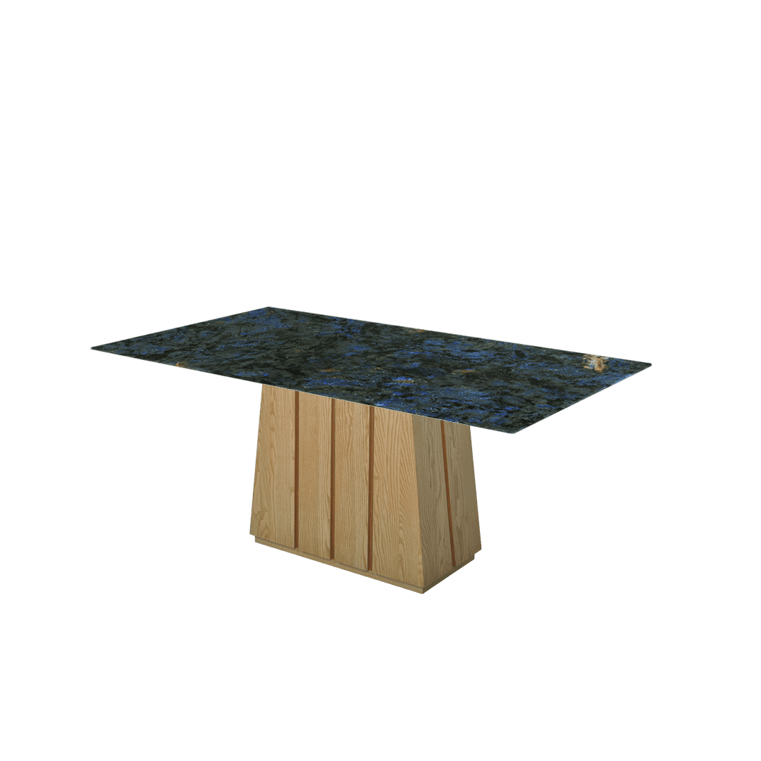 Mix & Match Rectangular Marble Dining Table with Cora Ash Wood Base (1.8m x 1.0m)