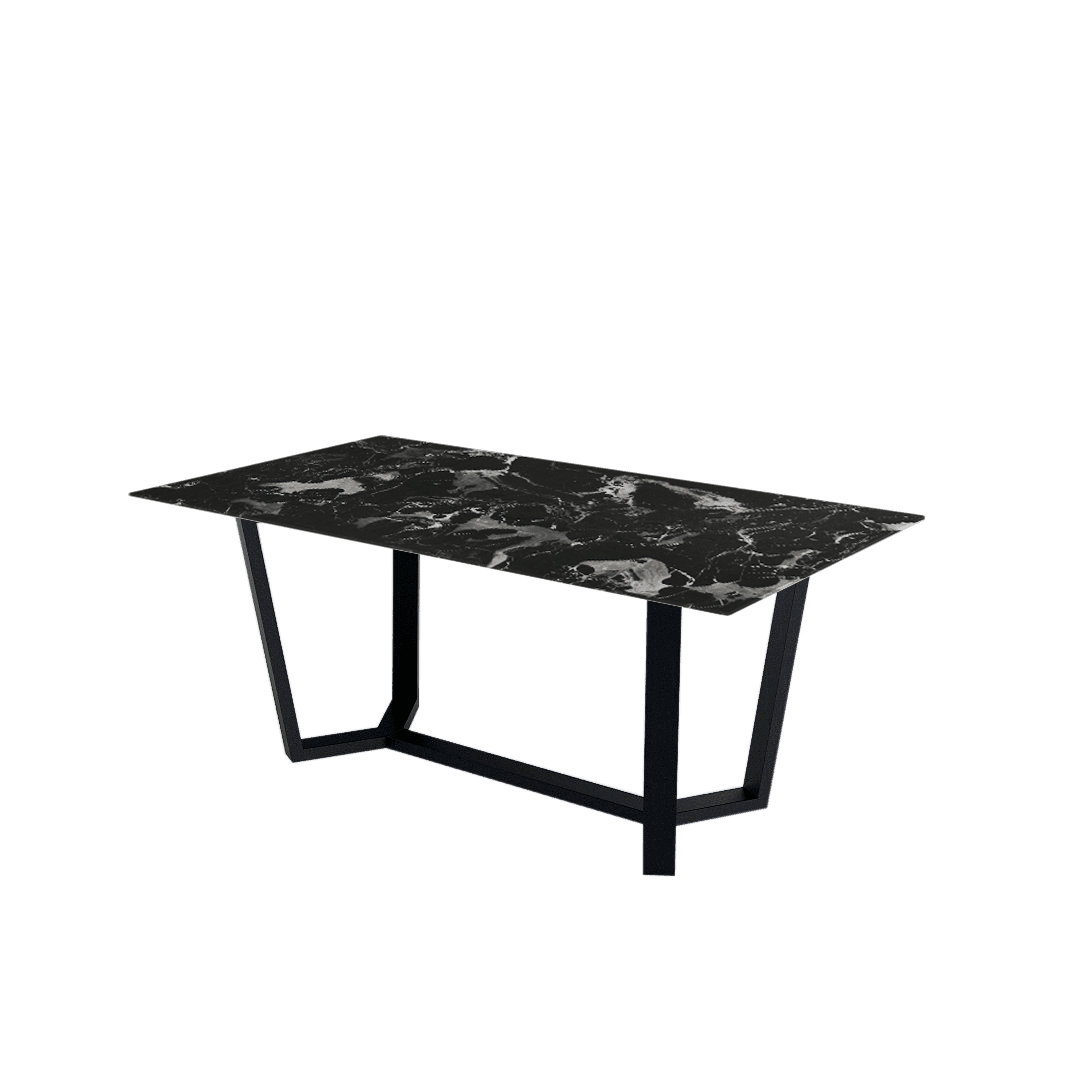 Mix & Match Rectangular Marble Dining Table with Harper Black Metal Base (1.8m x 1.0m)