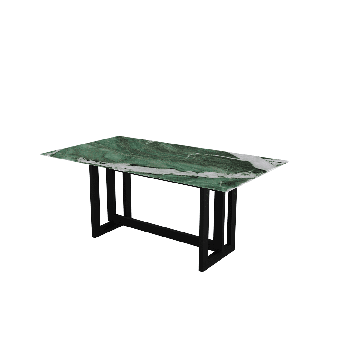 Minimalist Rectangular Marble Dining Table with Hector Black Metal Base (1.8m x 1.0m)