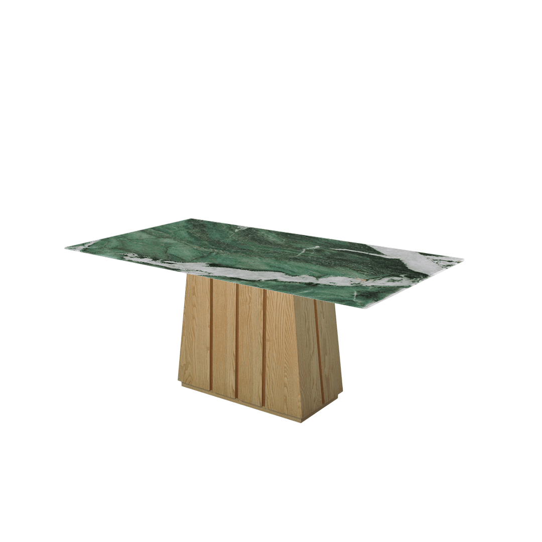 Mix & Match Rectangular Marble Dining Table with Cora Ash Wood Base (1.8m x 1.0m)