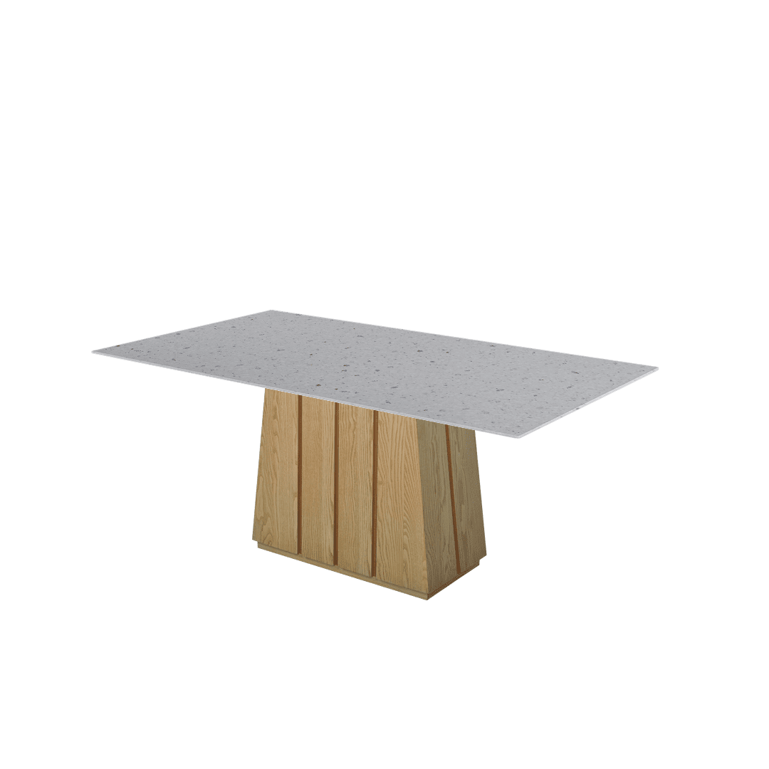 Mix & Match Rectangular Marble Dining Table with Cora Ash Wood Base (1.8m x 1.0m)