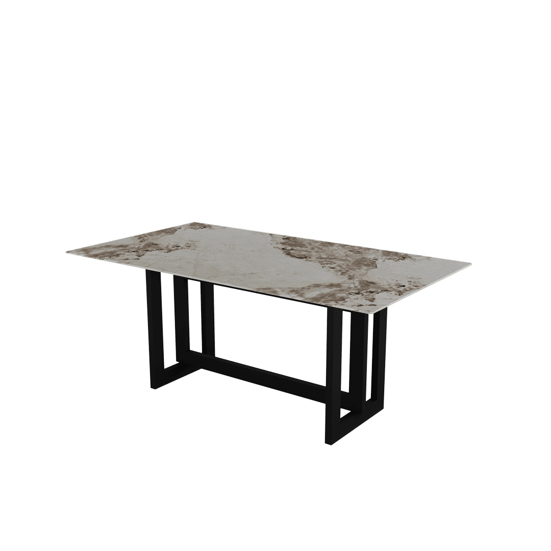 Minimalist Rectangular Marble Dining Table with Hector Black Metal Base (1.8m x 1.0m)
