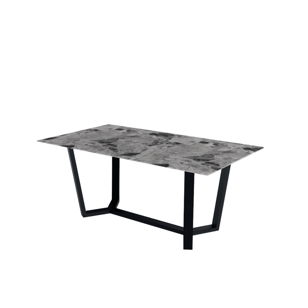 Mix & Match Rectangular Marble Dining Table with Harper Black Metal Base (1.8m x 1.0m)