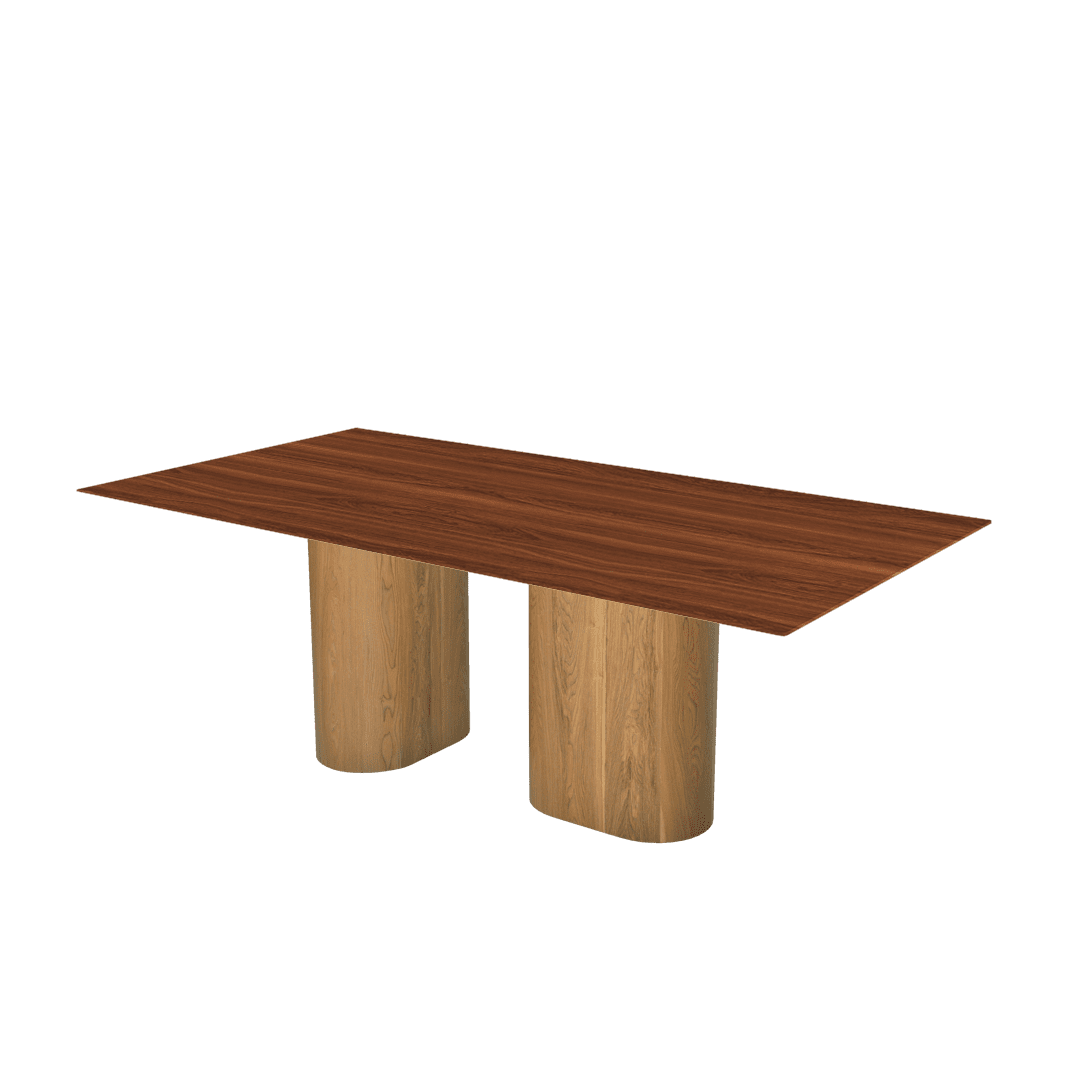 Mix & Match Rectangular Marble Dining Table with Pedro Ash Wood Base (2.1m x 1.1m)