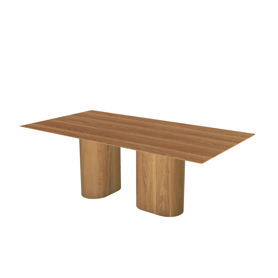 Mix & Match Rectangular Marble Dining Table with Pedro Ash Wood Base (2.1m x 1.1m)