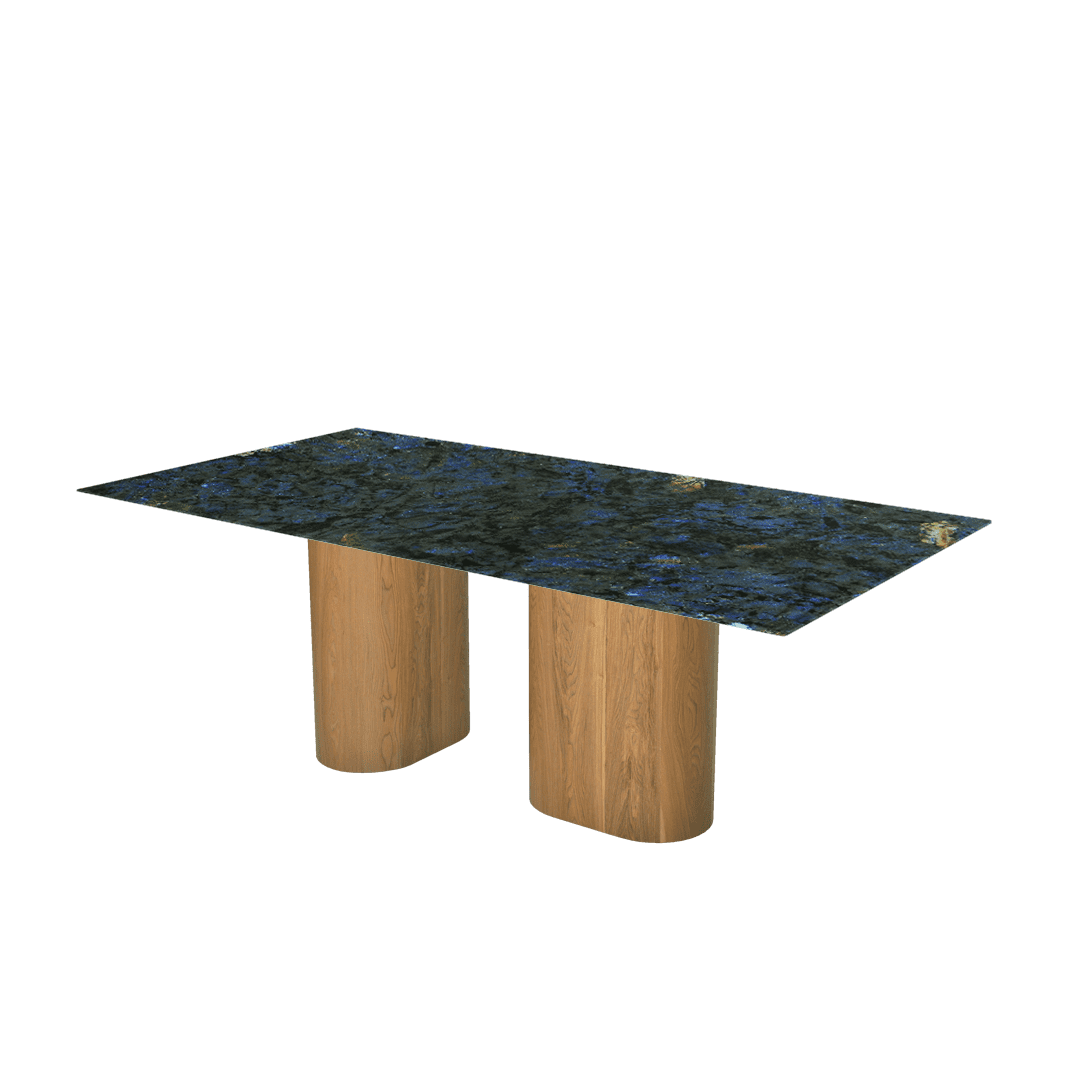 Mix & Match Rectangular Marble Dining Table with Pedro Ash Wood Base (2.1m x 1.1m)