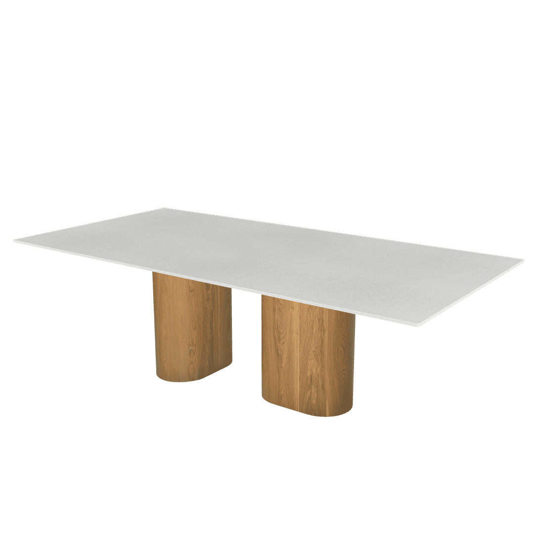 Mix & Match Oval Shaped Marble Dining Table with Pedro Ash Wood Base (2.4m x 1.2m)