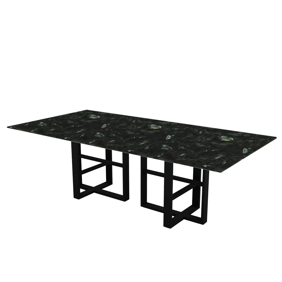 Industrial Chic Rectangular Marble Dining Table with Beck Black Metal Base (2.4m x 1.2m)