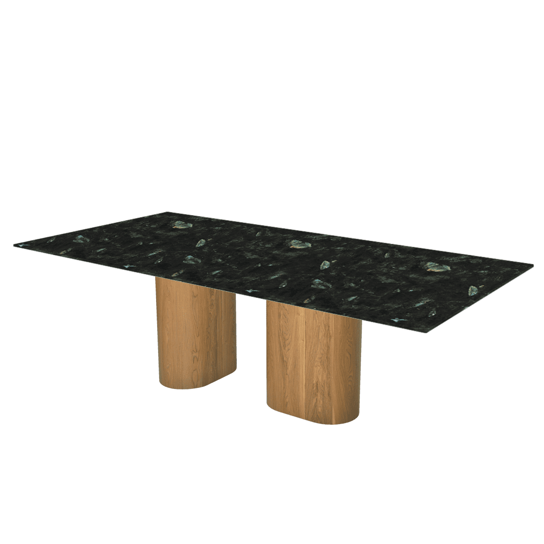 Mix & Match Oval Shaped Marble Dining Table with Pedro Ash Wood Base (2.4m x 1.2m)