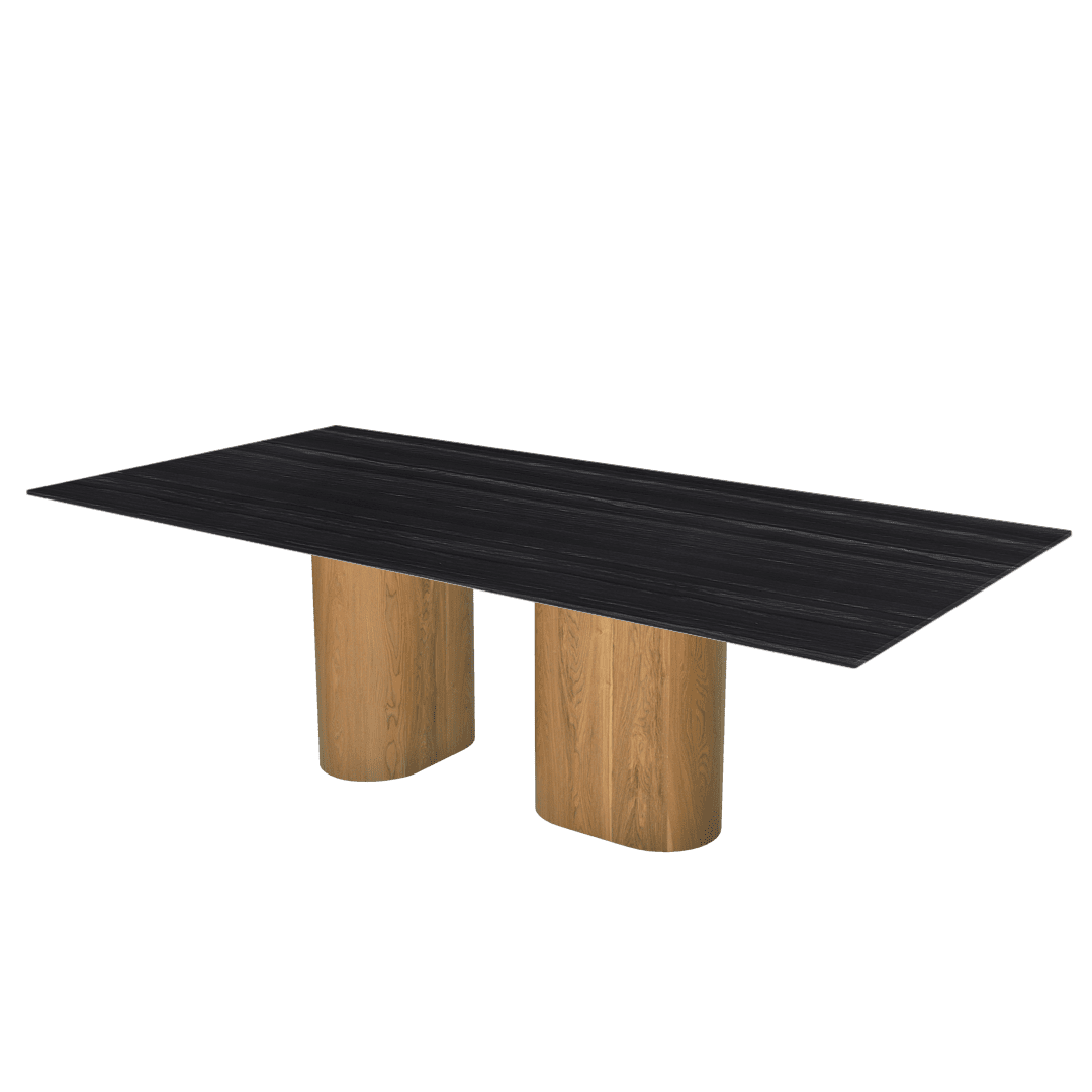 Mix & Match Oval Shaped Marble Dining Table with Pedro Ash Wood Base (2.4m x 1.2m)