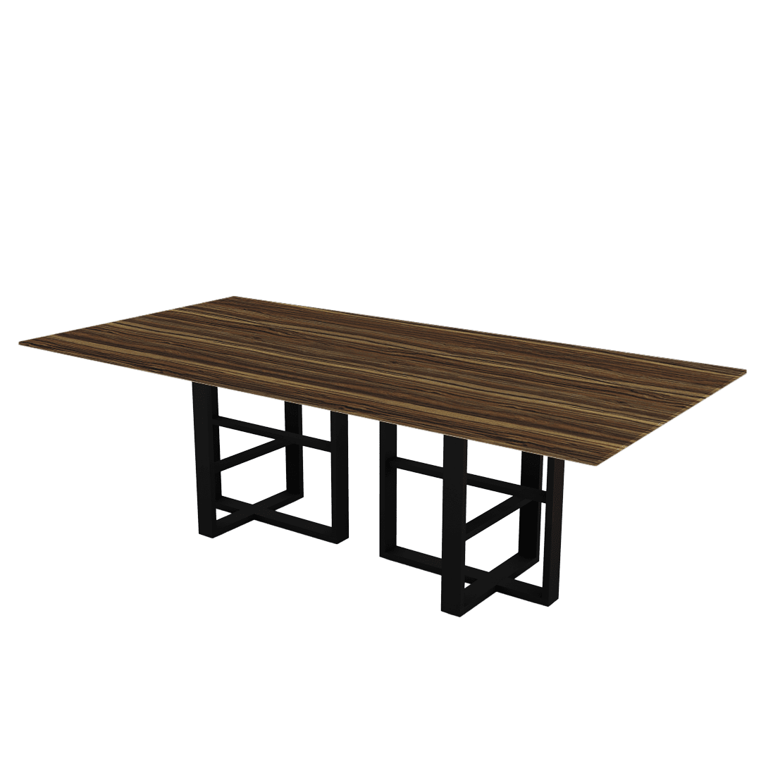 Industrial Chic Rectangular Marble Dining Table with Beck Black Metal Base (2.4m x 1.2m)