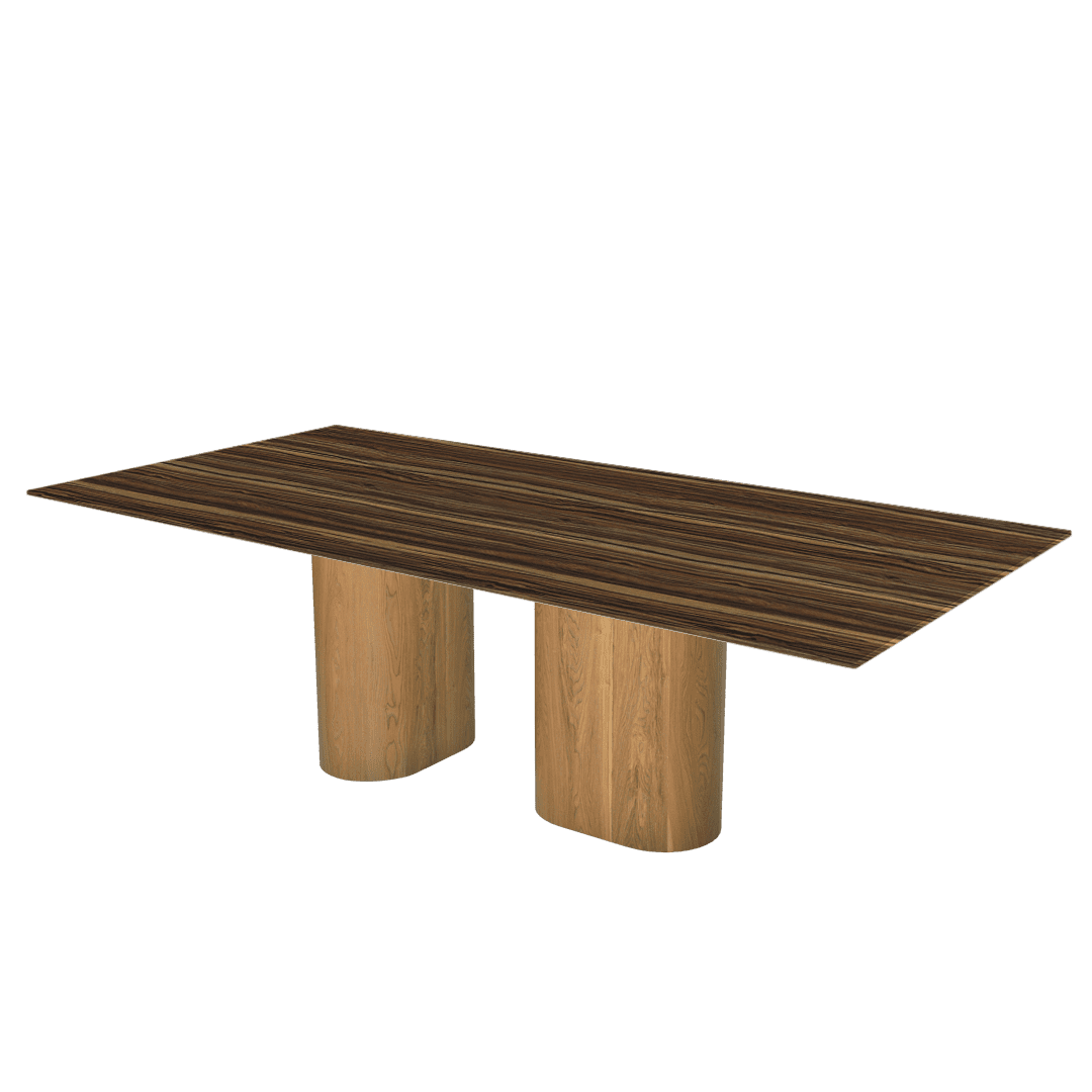 Mix & Match Oval Shaped Marble Dining Table with Pedro Ash Wood Base (2.4m x 1.2m)