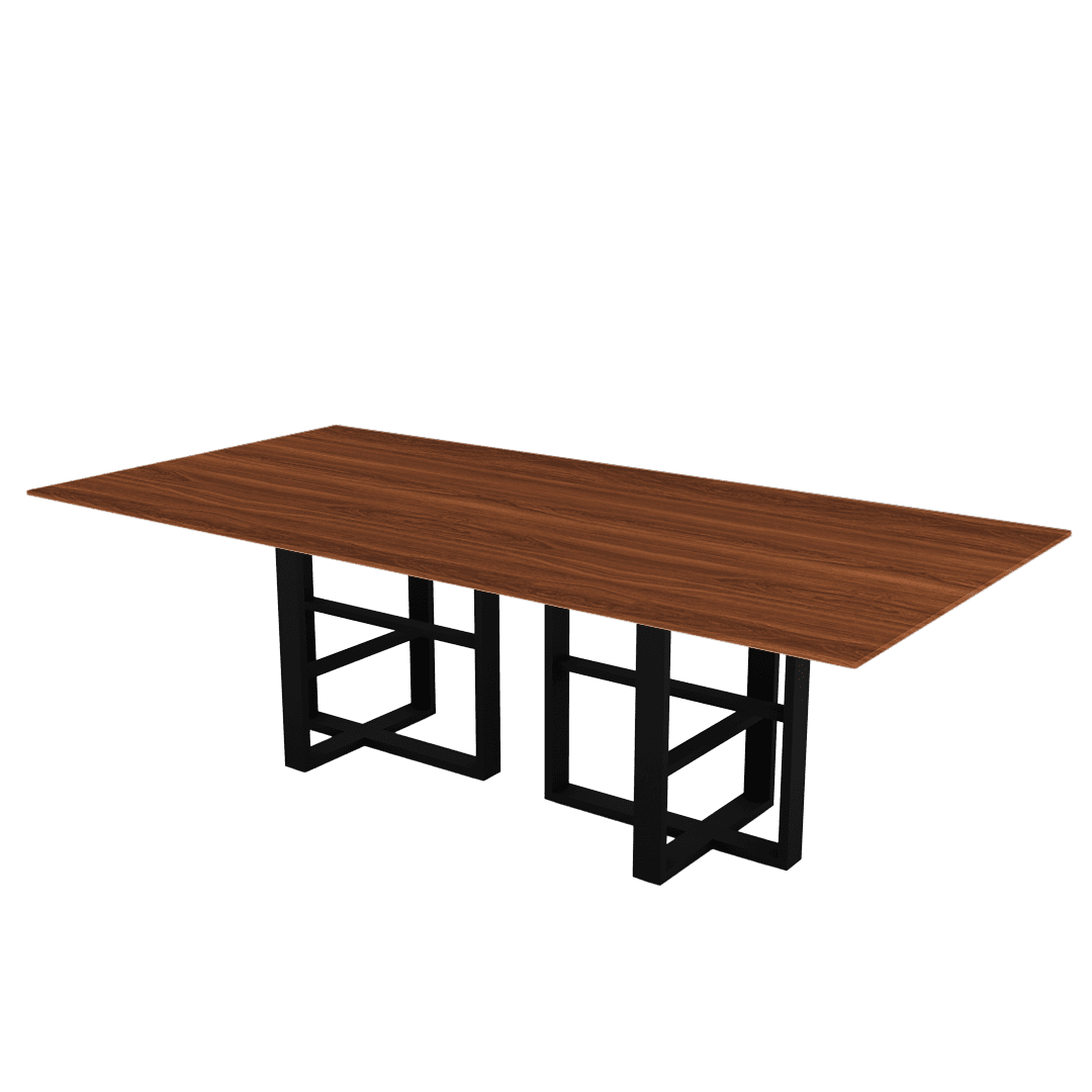 Industrial Chic Rectangular Marble Dining Table with Beck Black Metal Base (2.4m x 1.2m)