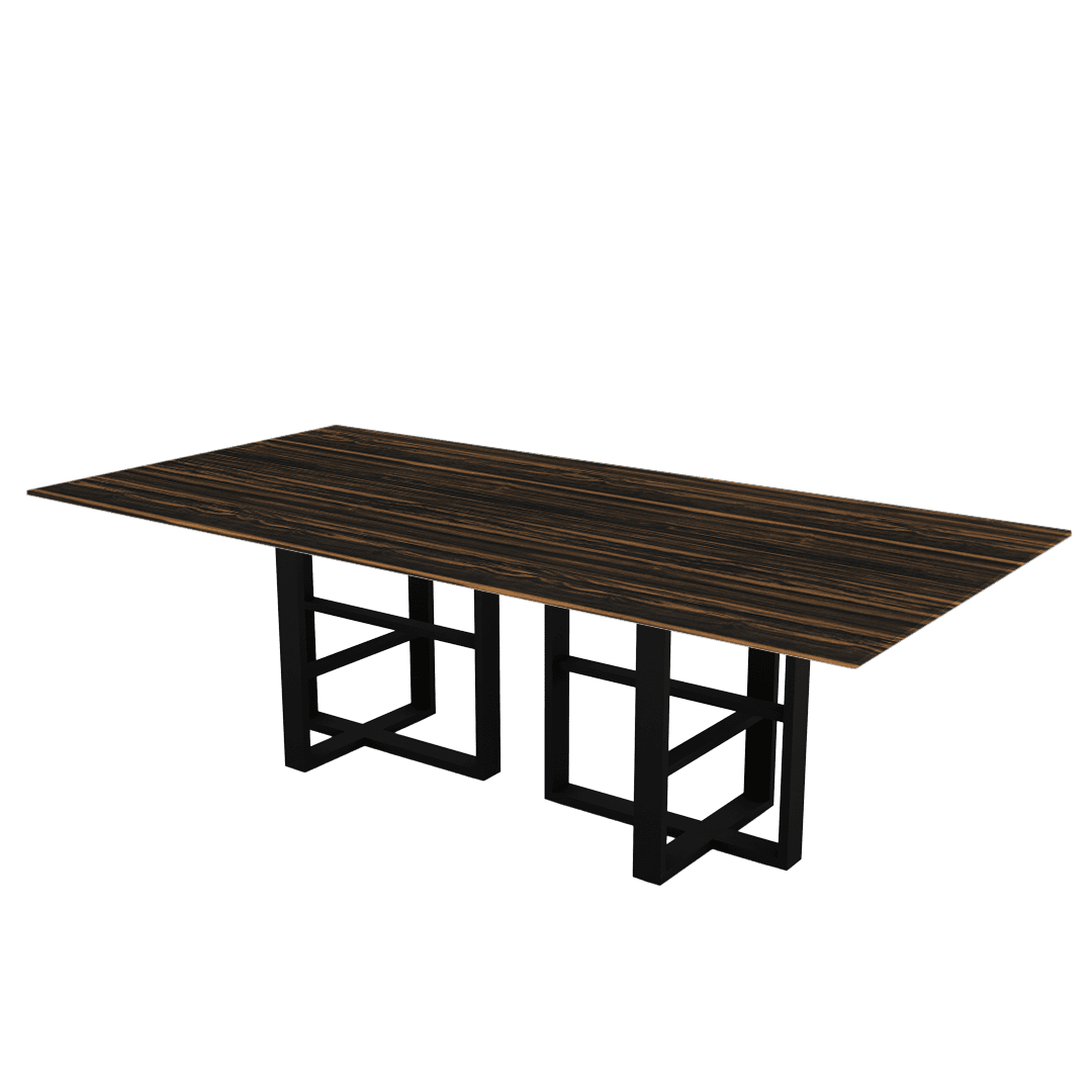 Industrial Chic Rectangular Marble Dining Table with Beck Black Metal Base (2.4m x 1.2m)