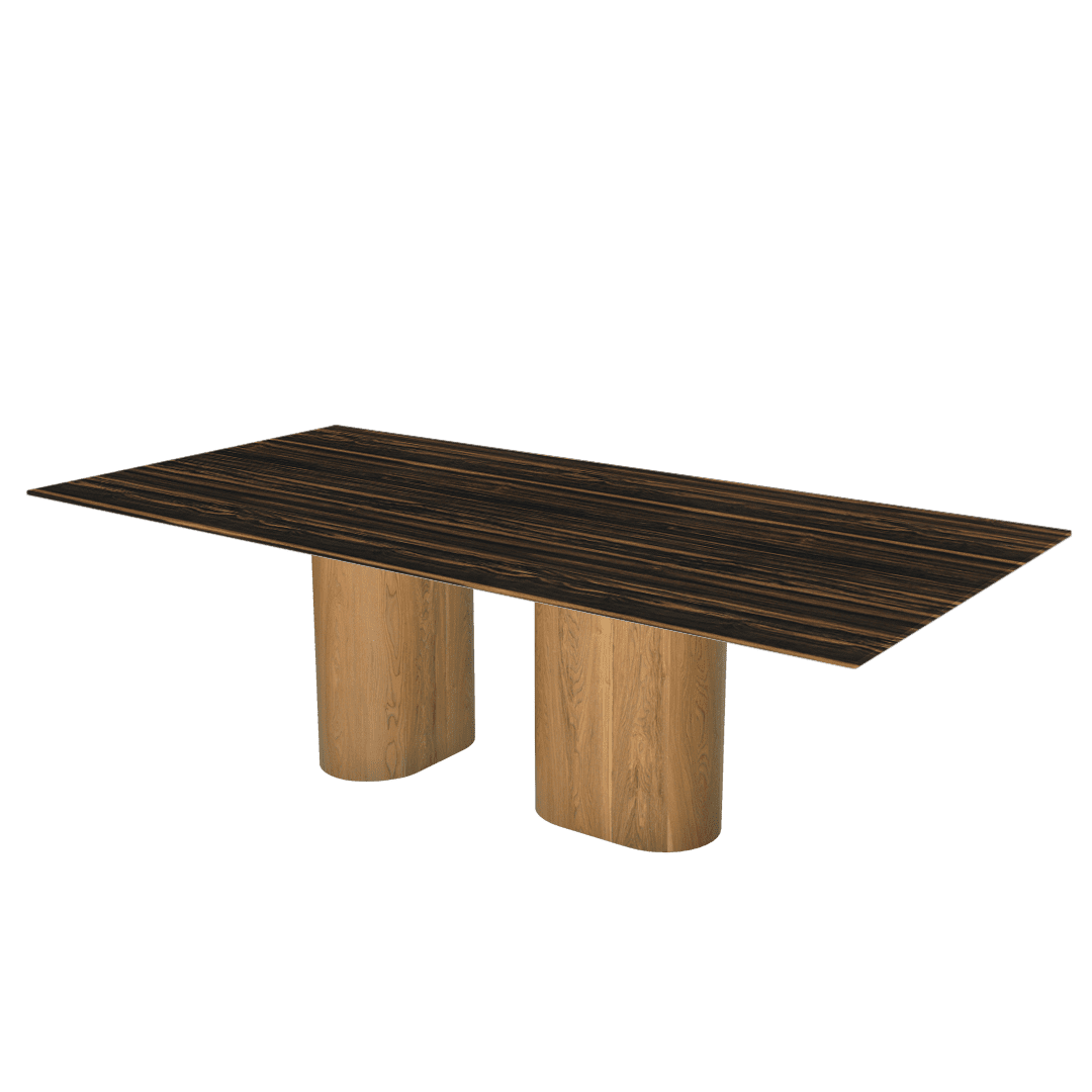 Mix & Match Oval Shaped Marble Dining Table with Pedro Ash Wood Base (2.4m x 1.2m)