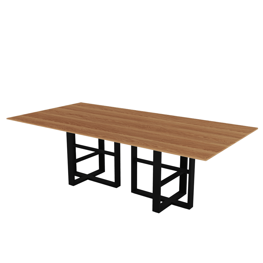 Industrial Chic Rectangular Marble Dining Table with Beck Black Metal Base (2.4m x 1.2m)