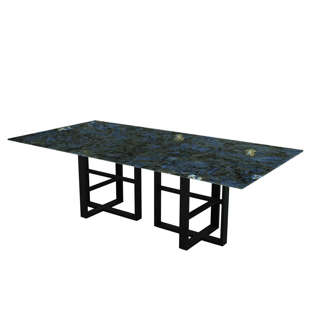 Industrial Chic Rectangular Marble Dining Table with Beck Black Metal Base (2.4m x 1.2m)