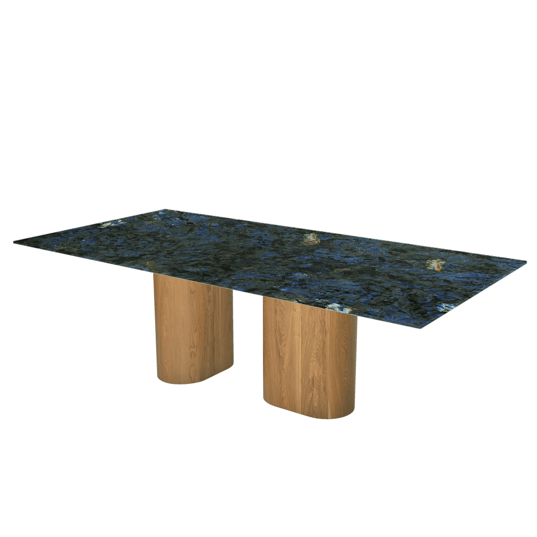 Mix & Match Oval Shaped Marble Dining Table with Pedro Ash Wood Base (2.4m x 1.2m)