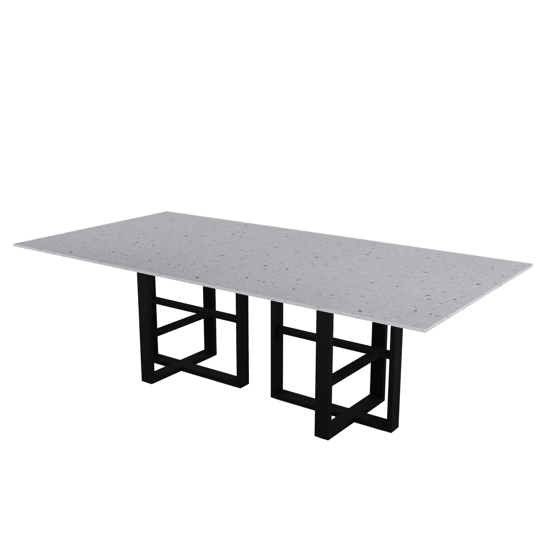 Industrial Chic Rectangular Marble Dining Table with Beck Black Metal Base (2.4m x 1.2m)