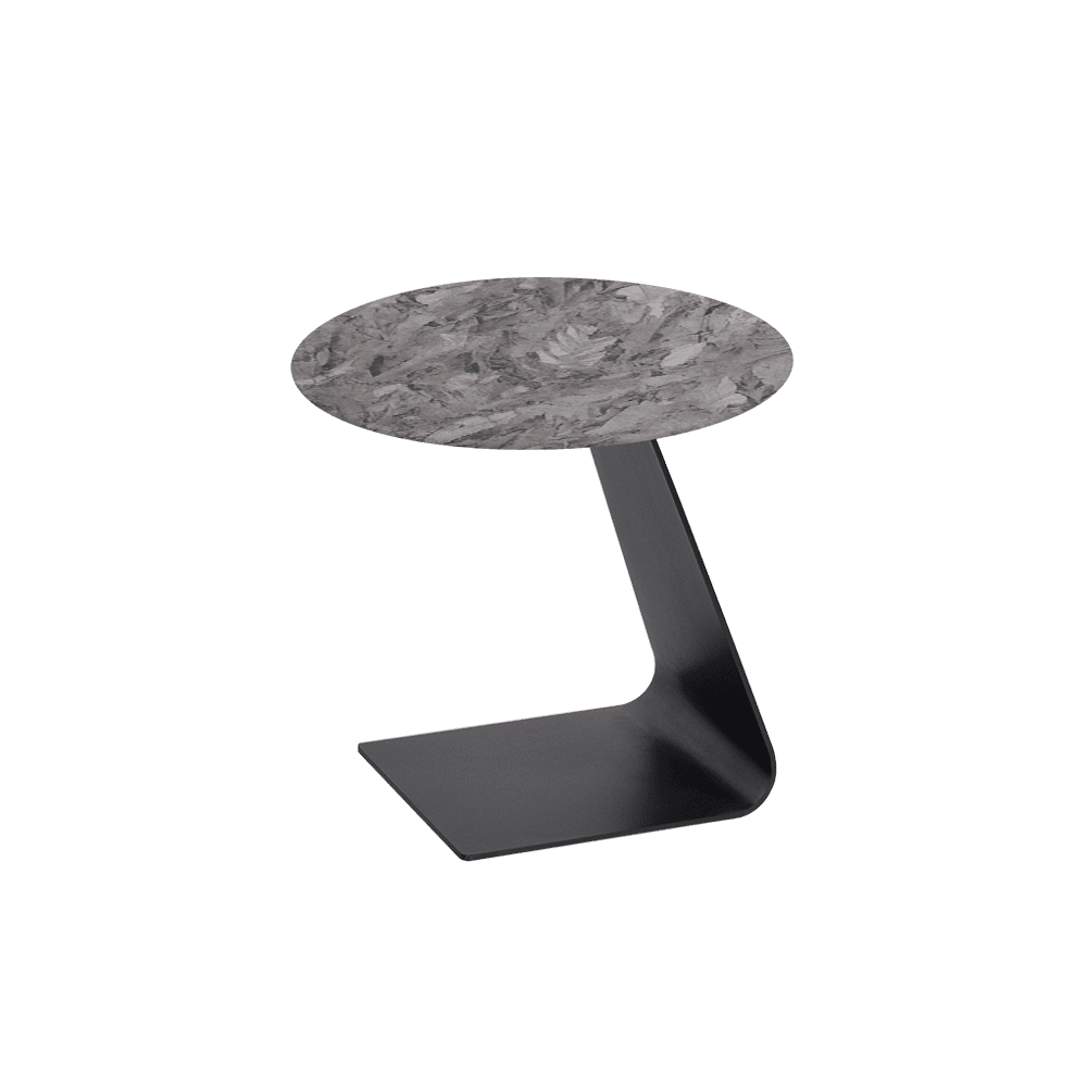 BAILEY Side Table - Mix & Match Marble Top with Black Coloured Steel Base(500mm)