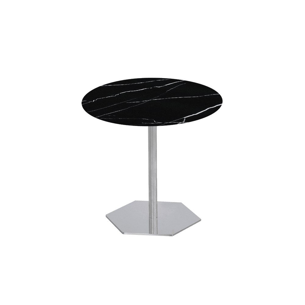 SILVIA Side Table - Mix & Match Marble Top with Silver Coloured Stainless Steel Base(500mm)