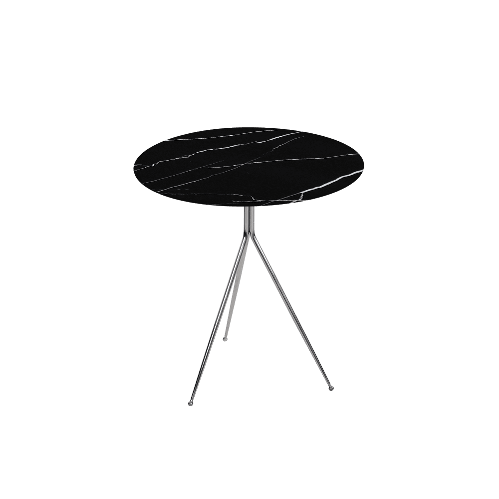 SILVIA Side Table - Mix & Match Marble Top with Silver Coloured Stainless Steel Base(500mm)