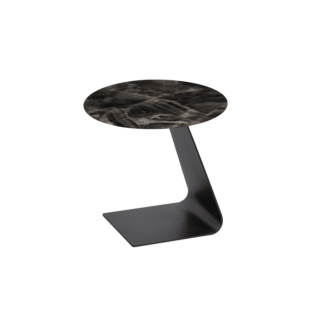 BAILEY Side Table - Mix & Match Marble Top with Black Coloured Steel Base(500mm)
