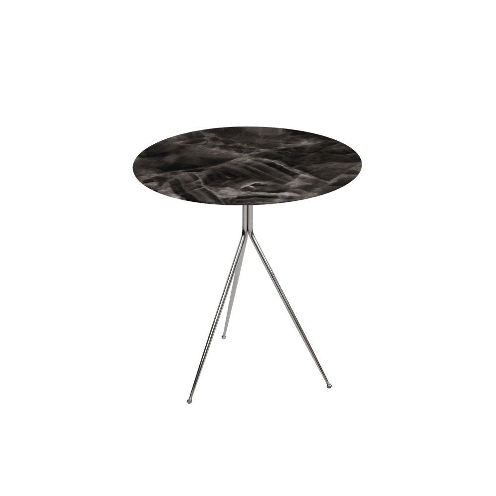 SILVIA Side Table - Mix & Match Marble Top with Silver Coloured Stainless Steel Base(500mm)