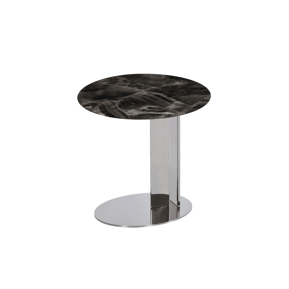 SILVIA Side Table - Mix & Match Marble Top with Silver Coloured Stainless Steel Base(500mm)